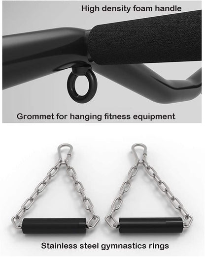 Wall Mounted Pull Up Bar, Strength Training Pull-UP Bars, Heavy Duty Chin Up Bar Wall Mount with Exercise Bands, for Home Gym Indoor Outdoor
