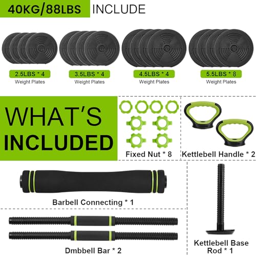 44/66/88Lb Dumbbell Sets Adjustable Weights, Free Weights Dumbbells Set for Home Gym