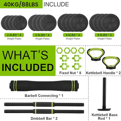44/66/88Lb Dumbbell Sets Adjustable Weights, Free Weights Dumbbells Set for Home Gym