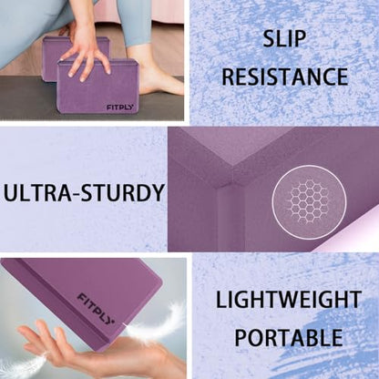 Yoga Blocks 2 Pack - Non-Slip Yoga Brick & Foam Blocks Yoga Set, High-Density Pilates Block for Stretching, Meditation, and Exercise Blocks Foam, Ideal for Deep Poses