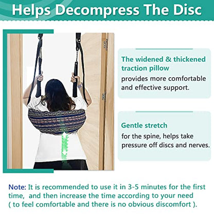 Spinal Decompression Devices Back Traction Stretcher Spine Decompression Machine Lumbar Traction Device for Lower Back Pain Relief Back Stretching Device Door Traction Pillow