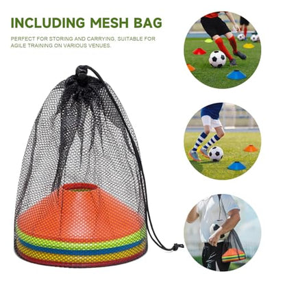 35/65/105 PCS Agility Soccer Cones for Training, Reusable Sports Cones for Drills with Mesh Bag, Training Cones for Soccer Practice, Football, Basketball - Disc Cones Training Equipment