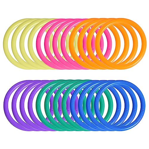 24 Pcs Multicolor Plastic Ring Toss Game 2.5 Inch Carnival Rings for for Speed and Agility Practice Game, Bottles Sport Game Party Favors