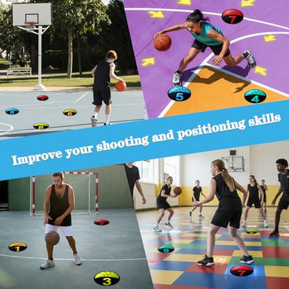 Basketball Training 9 Inch Poly Spots, 10PCS Anti-Slip Training Basketball Spot Markers Floor Spots, Waterproof Flat Filed Cones Poly Dots