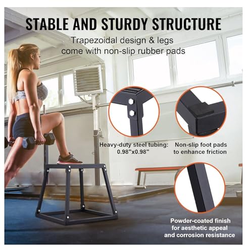 Plyometric Jump Boxes 12/18/24 Inch Set, Plyo Box for Fitness, Agility Training, Step Up Platform - Home Gym Conditioning, Strength Workouts - Black