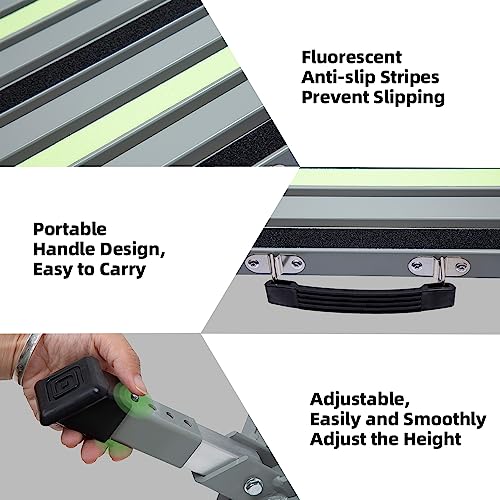 Homeon Wheels Adjustable Aluminum RV Step Stool, Folding Non-Slip Platform,Gray - color: Gray Luminous