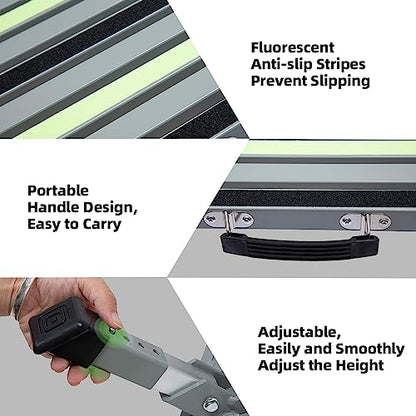 Homeon Wheels Adjustable Aluminum RV Step Stool, Folding Non-Slip Platform,Gray - color: Gray Luminous