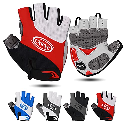 CXWXC Cycling Gloves for Men Women - Breathable Gel Road Mountain Bike Riding Gloves - Anti-Slip Bike Glove for Fitness Cycling Training Outdoor Sports - color: A: Red, size: X-Large