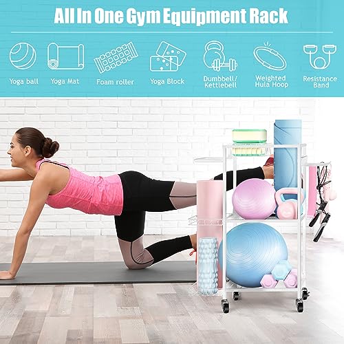 LIANTRAL Yoga Mat Storage Rack - Metal Gym Organizer for Yoga Mats, Foam Rollers & Fitness Equipment, Space Saving Workout Equipment Storage Rack for Home Exercise and Fitness Gear