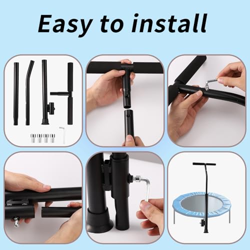 Rebounder Handle Bar, Adjustable Length Stable Soft Foam Surface Fitness Trampoline Handle Bar Only for Adults Straight Legs Within 0.98 Inches in Diameter (Trampoline not Included)