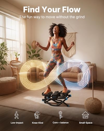 Merach Rocking Steppers for Exercise at Home, 3D Motion Stair Stepper with Resistance Bands for Full Body Workout & Low-Impact Balance Board, 330 LBS Loading Capacity Exercise Equipment