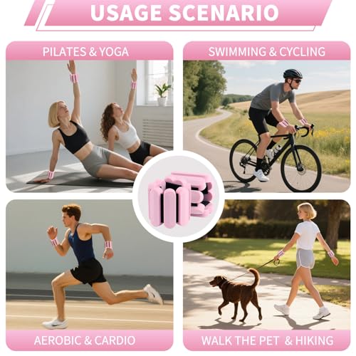 Wrist Weights – Adjustable Ankle Wrist Weights for Women & Men – Set of Weighted Bangles 2 lbs (1 lb Each) | Arm and Leg Weights for Pilates, Yoga, Running & Walking