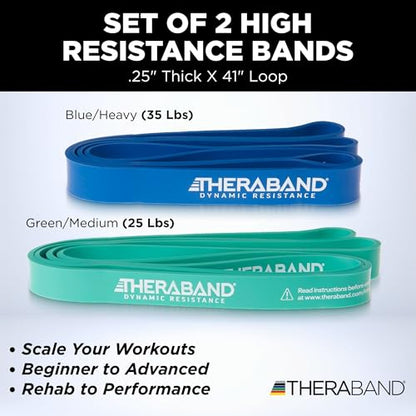 THERABAND High Resistance Band Set of 2, Exercise, Workout, Loop, M, 2-Pack - size: 2 Pack Medium (25-35 lbs)