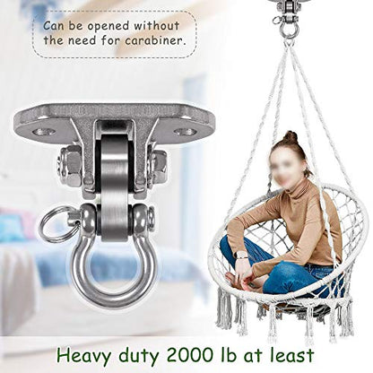 IOH Heavy Duty Swing Hanger Stainless Steel 304 Antirust - 2000 lb Capacity, 180 Silent, Playground Porch Yoga Seat Trapeze, Hammock Chair, Hanging Kit, Indoor Outdoor Set, Patent Design