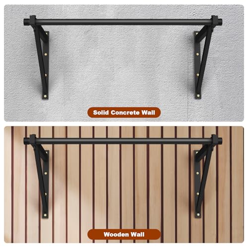 Wall Mounted Pull Up Bar, Adjustable Depth 51" Chin Up Bar, Heavy-Duty 500 lbs Weight Capacity, Maintain Upper Body Strength & Core Stability, Home or Garage Gym Chin Up Workout Training Station
