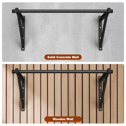 Wall Mounted Pull Up Bar, Adjustable Depth 51" Chin Up Bar, Heavy-Duty 500 lbs Weight Capacity, Maintain Upper Body Strength & Core Stability, Home or Garage Gym Chin Up Workout Training Station