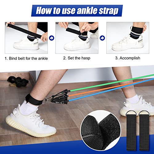 Resistance Bands Set, Himaly Exercise Bands Strength Training Fitness Bands Workout Elastic Bands with Legs Ankle Straps, Door Anchor, Handles & Carry Bag for Home Outdoor Workouts