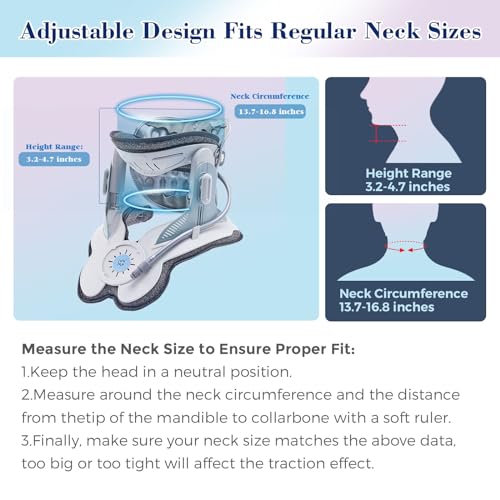 Cervical Traction Device, Neck Stretcher for Cervical Pain Relief, Air Pump Neck Brace with 3 Power Traction and 8 Airbag Support, Neck Decompression and Neck Tension Relief