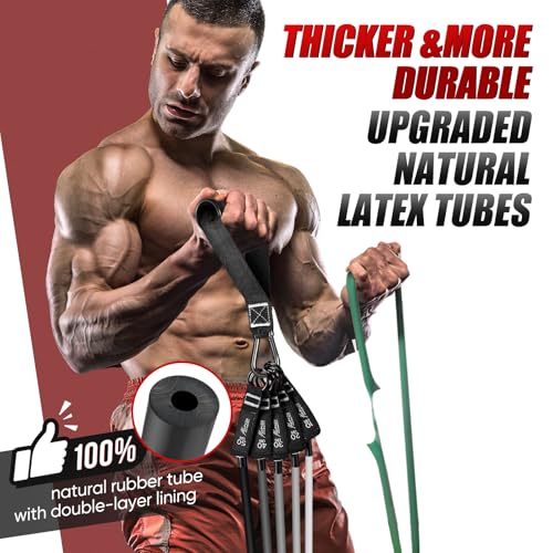 HPYGN Resistance Bands, Exercise Bands for Working Out, Workout Bands Men, Fitness Band with Handle, Door Anchor, Home Gym Equipment for Musle Training, Physical Therapy, Strength Training, Shape Body