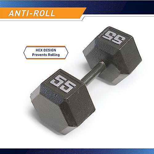 Marcy Cast Iron Hex Dumbbells Collection - Available size from 3-lb to 100-lb, SOLD INDIVIDUALLY - style: 55lbs