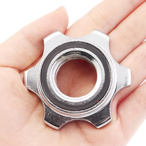 2PCS 25mm Hex Bar Bolt Silver Plated Iron Barbell Rotating Locking Ring Screws with Anti Slip Silent Washers Suitable for Weightlifting Training Equipment