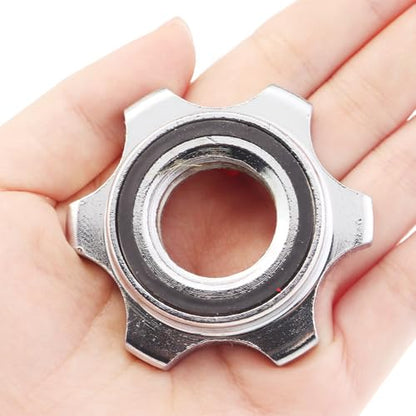 2PCS 25mm Hex Bar Bolt Silver Plated Iron Barbell Rotating Locking Ring Screws with Anti Slip Silent Washers Suitable for Weightlifting Training Equipment