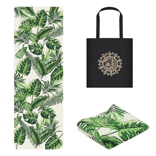 Foldable Yoga Mat, 1.5mm Thick Exercise Yoga Mat With Carry Bag - color: Green