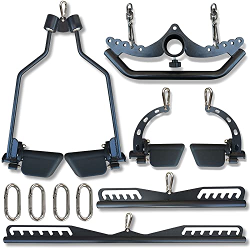 LAT Pulldown Attachments for Cable Pulley System Machine, T-bar Row Landmine Attachment, Home Gym Fitness Spreader Bar, Multi-Grip Wide LAT Pull Down, Neutral Grip Handle