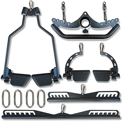 LAT Pulldown Attachments for Cable Pulley System Machine, T-bar Row Landmine Attachment, Home Gym Fitness Spreader Bar, Multi-Grip Wide LAT Pull Down, Neutral Grip Handle