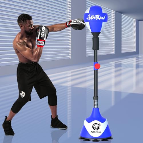 Freestanding Reflex Boxing Bag,Punching Bag with Stand,Height Adjustable,Speed Punching Ball for Adults Kids,Boxing Equipment for Home Gym - color: Blue