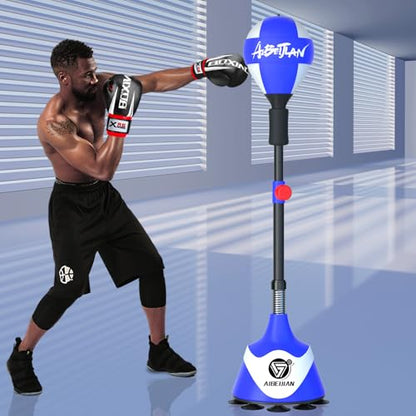 Freestanding Reflex Boxing Bag,Punching Bag with Stand,Height Adjustable,Speed Punching Ball for Adults Kids,Boxing Equipment for Home Gym - color: Blue