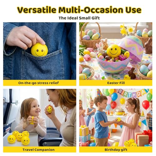 LovesTown 40PCS Stress Balls Bulk for Party Favors, 2 Inch Squeeze Toys for Kids Fidget Toys Stress Relief Gifts for Coworker Classroom Prize Party Supplies Goodie Bag Stuffer