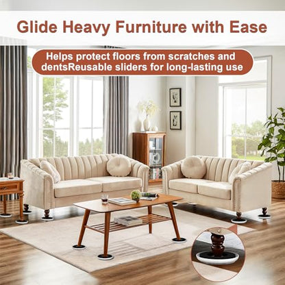 Furniture Sliders for Hardwood Floors - Multi-Surface Moving Sliders - size: 4.3in Round 8+8Pack