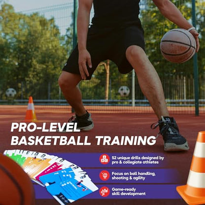 Kick Deck HoopDeck Basketball Training Cards – 52 Cards to Improve Skills, Ball Handling, Shooting, Ability, Fitness and Agility – at-Home Basketball Drills for All Skill Levels and Ages - style: HoopDeck