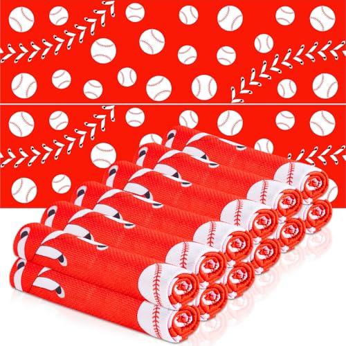 30Pcs Baseball Softball Cooling Towels for Neck and Face 40 x 12 Inch Baseball Sports Team Gifts Microfiber Breathable Workout Ice Towel Sweat Chilly Bulk Neck Wraps for Athletes Gym Camping Red