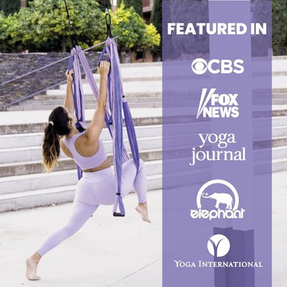 Yoga Trapeze Swing Set for Back Pain Relief & Inversion Therapy - color: Purple