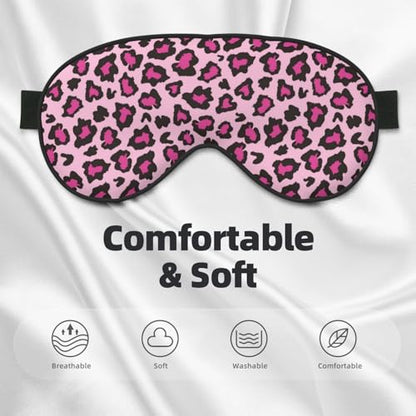 Light Pink Leopard Sleep Mask Eye Mask with Adjustable Strap Eye Sleep Shade Cover Blocks Light for Women Men Airplane Travel Nap - color: Light Pink Leopard