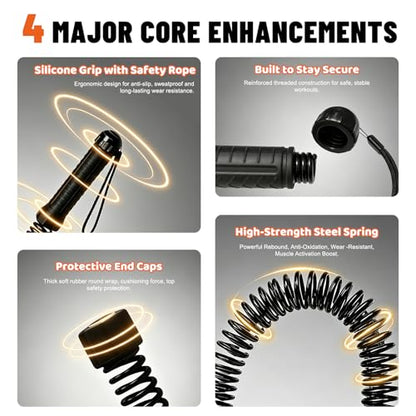 Poly Battle Rope with Cloth Sleeve -1.25/1.5/2 Inch Diameter 30' 40' 50' Lengths -Gym Muscle Toning Metabolic Workout Fitness, Battle Ropes for Home Gym - style: Ropeless Black