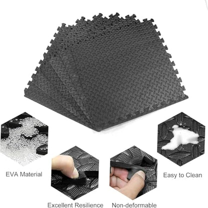 20"x20"Puzzle Exercise Mat 0.4" Thick, EVA Interlocking Foam Floor Tiles for Home Gym, Mat for Home Workout Equipment, Floor Padding （Black/Gray）