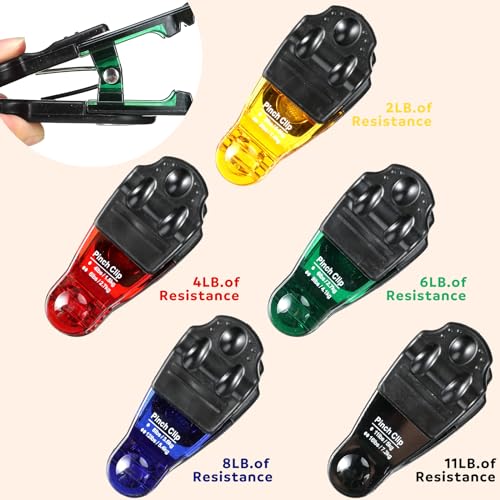 Shappy 10 Pcs Graded Pinch Exerciser Grip Finger Strength Trainer Pinch Clips Rehab Thumb Exerciser Hand Therapy Equipment for Recovery Conditioning from Injuries Surgery, 5 Colors