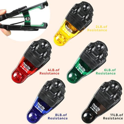 Shappy 10 Pcs Graded Pinch Exerciser Grip Finger Strength Trainer Pinch Clips Rehab Thumb Exerciser Hand Therapy Equipment for Recovery Conditioning from Injuries Surgery, 5 Colors