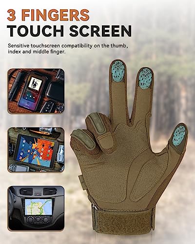 KUMGIM Tactical Motorcycle Gloves with Knuckle Protection Touchscreen - color: Tan, size: Medium