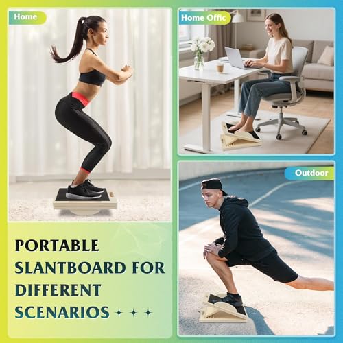 ZIFTY Slant Board for Exercise 4-in-1 Professional Wooden Balance Board, Premium Calf Stretcher and Wobble Board for Effective Calf Stretching and Squats, Calf Stretcher Slant Board