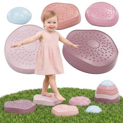 Lehoo Castle Stepping Stones for Kids, Toddler Girl Sensory Outdoor Toys - color: Pink