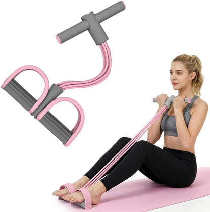 Pedal Resistance Bands with Handles - 2026 New 6-Tube Elastic Foot Pedal Resistance Bands, Foot Pedal Resistance Bands, Multifunctional Fitness Band for Workout, Yoga, Waist, Arm, Leg - color: Pink