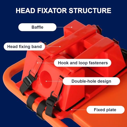 tic Spine Board Kit, 350lbs Capaci, Foldable First Aid Stretcher with Head Imlizer, Neck Brace & Spider Str for Safe Patient Transfer (2-Fold)