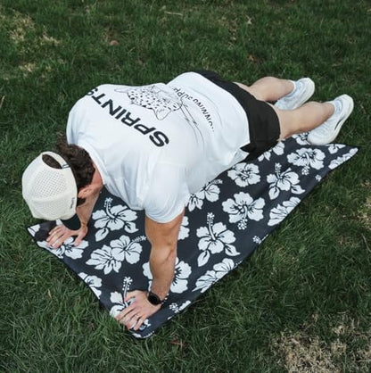 Sprints Athletic Running Towel, Full-Sized, Car Seat Cover - Performance Microfiber (Flex on the Beach - Black)