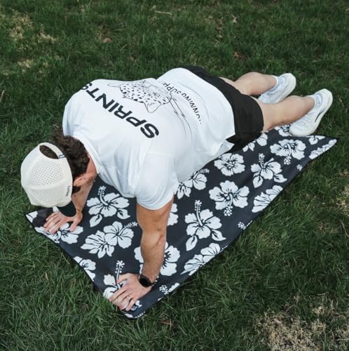 Sprints Athletic Running Towel, Full-Sized, Car Seat Cover - Performance Microfiber (Flex on the Beach - Black) - color: Flex on the Beach - Black