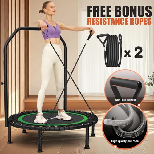 ANCHEER Fitness Trampoline,40"/48" Bungee Rebounder with Adjustable Handle - color: 48-Green