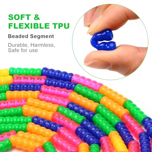 16 FT Long Jump Rope(1 PACK), Double Dutch Jump Ropes, Soft Beaded Skipping for Kids Adults, Plastic Segmented Long Enough for 4-5 Jumpers - color: Green